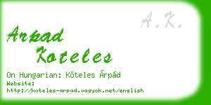 arpad koteles business card